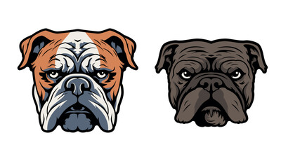 Obraz premium Dog head, front view, vector illustration isolated on white background