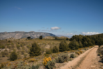 View of the Spanish mountains on the Costa Blanca coast near the town of El Castell de...