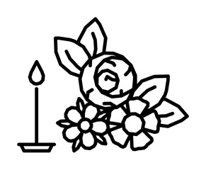 Flowers, plants, candle icon illustration on transparent background
