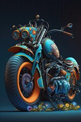 An image of a customized motorcycle with unique Generative AI