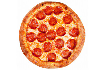 Pepperoni pizza on white. Generative AI