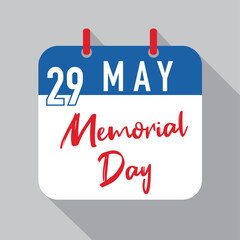 calendar showing the date of the Memorial day 