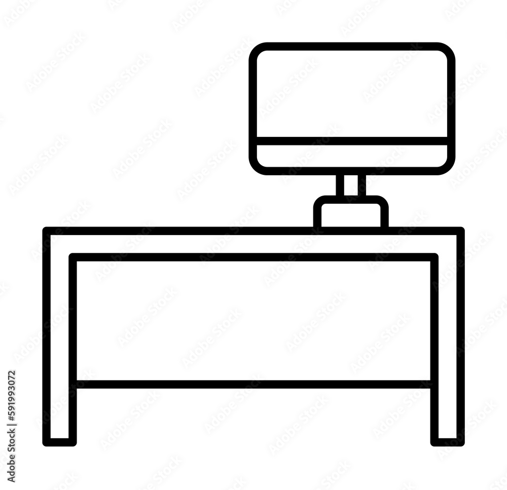 Aufkleber table with computer icon illustration on transparent background