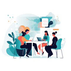 Work team in a meeting. Created with generative Ai technology
