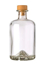 Empty colorless glass bottle, isolated.