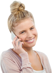 Portrait of smiling woman talking on smartphone 