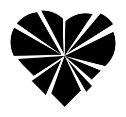 heart flat, splinters icon illustration on transparent background