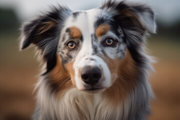 dog of the breed australian shepherd looking at the camera.