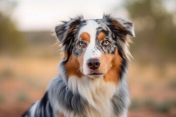 dog of the breed australian shepherd looking at the camera.