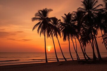 Obraz na płótnie Canvas sunset on the beach created with Generative AI technology