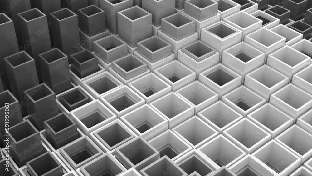 Poster 3d animation of moving square columns. design. square pillars move inside columns in waves. columns 