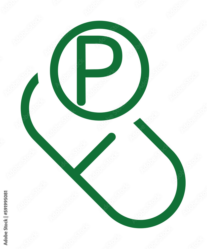 Poster vitamin p green icon illustration on transparent background