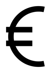 euro sign icon illustration on transparent background