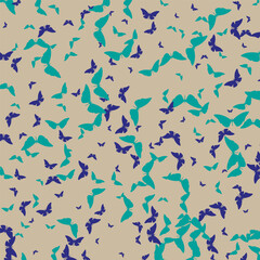 Poster design with blue butterflies vector background, Brochure template