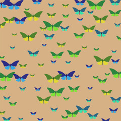 Poster design with colorful butterflies vector background, brochure template