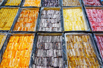 Turkish delight on the bazaar  lokum               