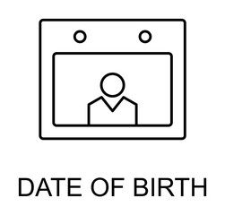 date of birth line icon illustration on transparent background