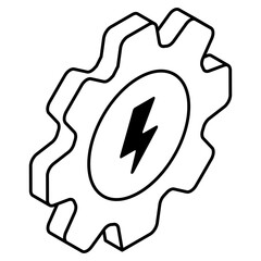 Bolt inside gear, icon of energy management