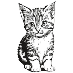 Fototapeta na wymiar Vintage engrave isolated Cat illustration cut ink sketch kitten