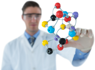 Male scientist experimenting molecule structure