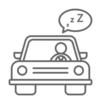 Drowsy driving, car icon illustration on transparent background