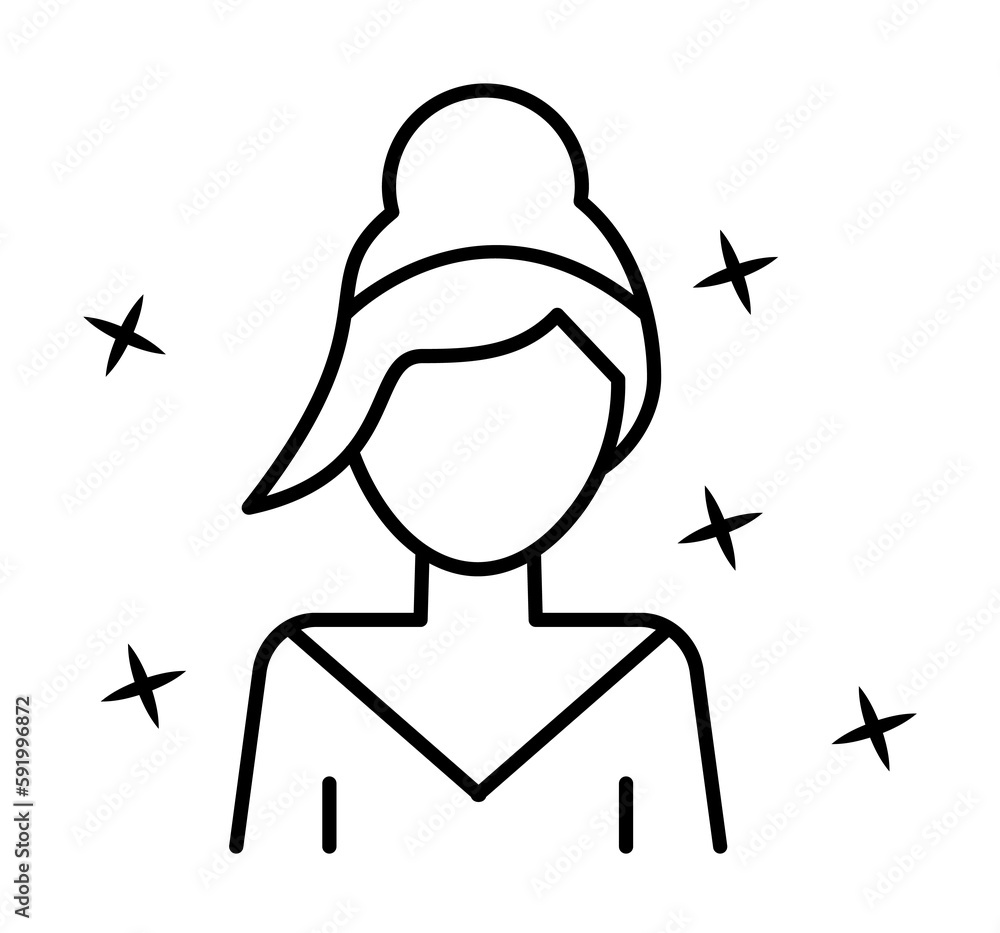 Poster Girl young avatar modern icon illustration on transparent background