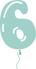Cartoon ste of colored and isolated balloon number shape icon set with. Cute english, latin abc. Elements for decorated, card, Birhday and party. 6, six