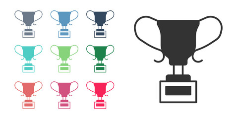 Black Award cup icon isolated on white background. Winner trophy symbol. Championship or competition trophy. Sports achievement sign. Set icons colorful. Vector