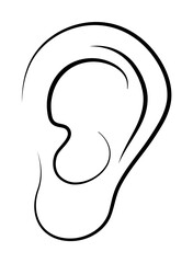 ear, sense, sound, human hand drawn on white background icon illustration on transparent background