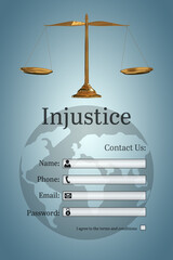 Graphic interface of lawyer contact form 
