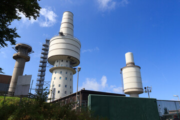 Former surveillance towers of NATO listening post Communication Sector F on mountain Hoher Bogen in...