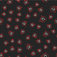 Line Water drop with speech bubbles icon isolated seamless pattern on black background. Vector