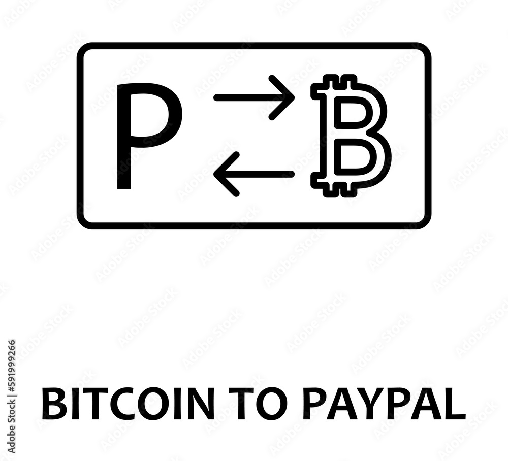 Poster bitcoin to paypal with name icon illustration on transparent background