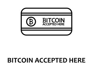 bitcoin accepted here with name icon illustration on transparent background