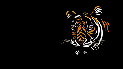 Tiger illustration, neon line