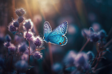 butterfly on a flower created with Generative AI technology
