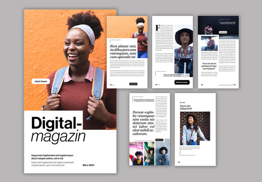 Minimalistisches Digitalzeitschriften-Layout