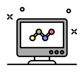 computer diagram colored icon illustration on transparent background