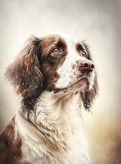 Portrait of a  beautiful dog. Watercolor dog illustration, dog design. Generative AI