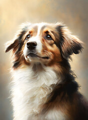 Portrait of a  beautiful dog. Watercolor dog illustration, dog design. Generative AI
