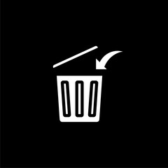 Trash can icon isolated on black background. 