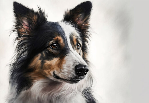 Portrait of a  beautiful dog. Watercolor dog illustration, dog design. Generative AI