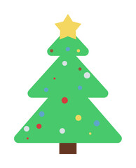 Christmas tree 2 colored line icon illustration on transparent background