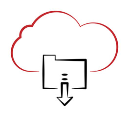 Cloud download icon illustration on transparent background