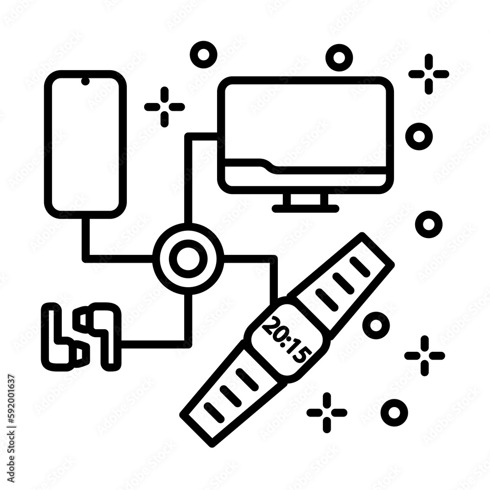 Aufkleber computer connection device icon illustration on transparent background