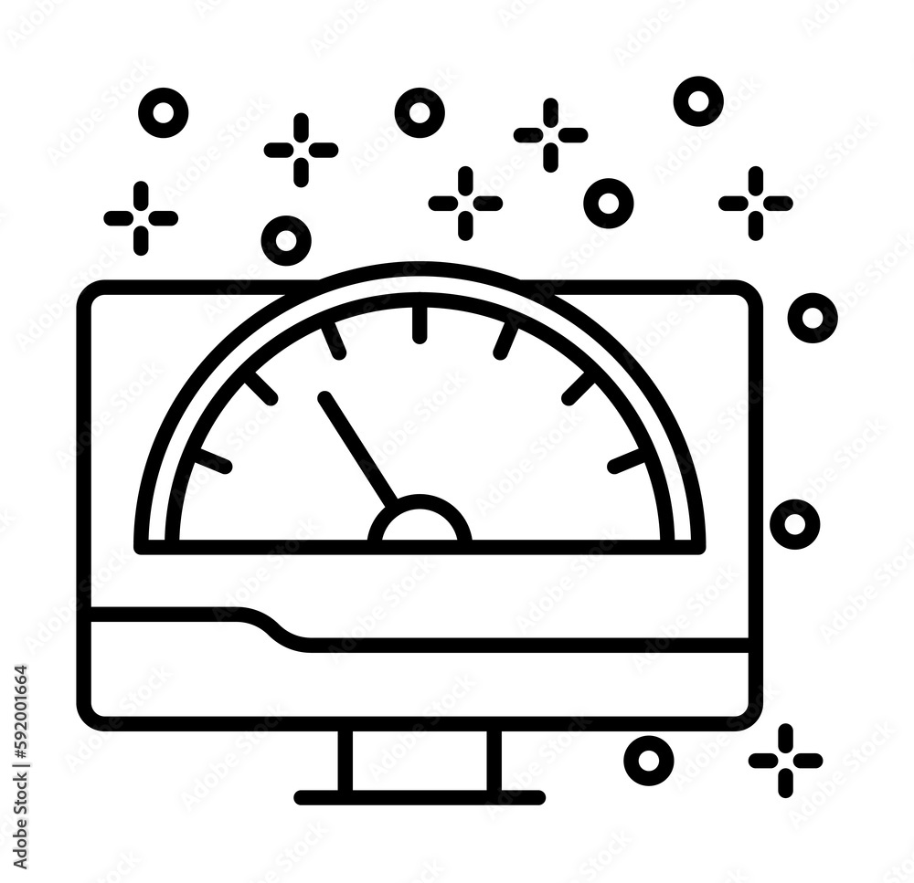 Poster computer monitor speedometer icon illustration on transparent background