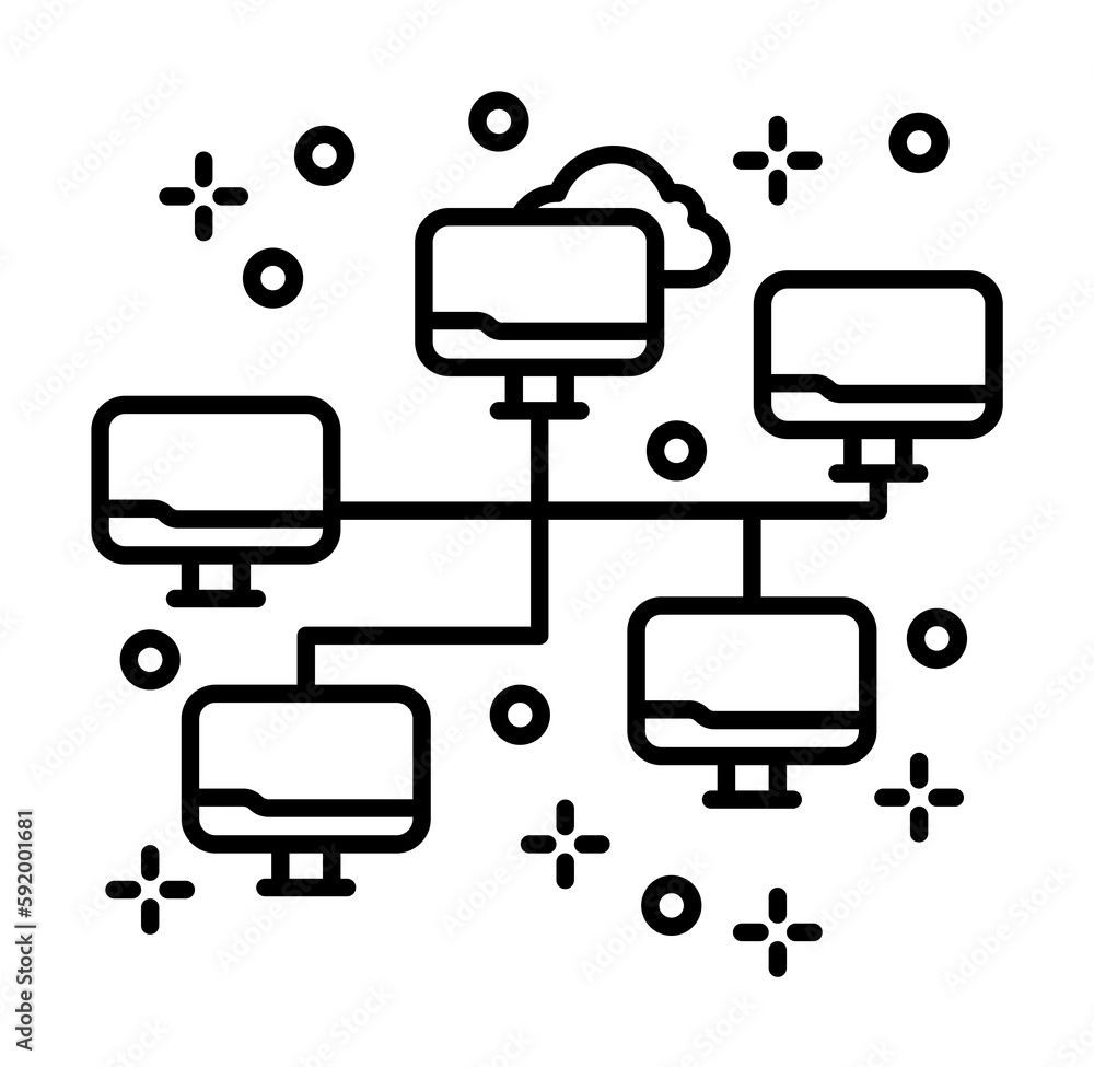 Sticker computer network cloud icon illustration on transparent background