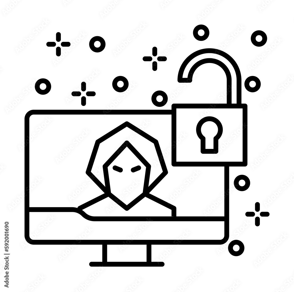 Aufkleber computer hacker lock icon illustration on transparent background