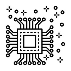 Computer cpu icon illustration on transparent background