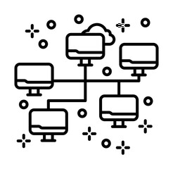 Computer network cloud icon illustration on transparent background